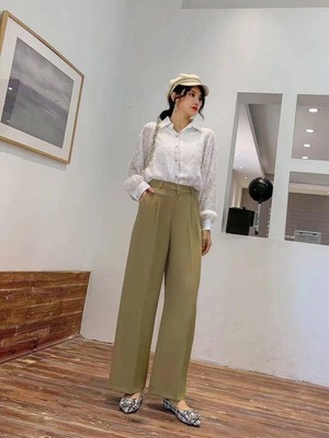 タック入り　ワイドパンツ　AJ1362-A01