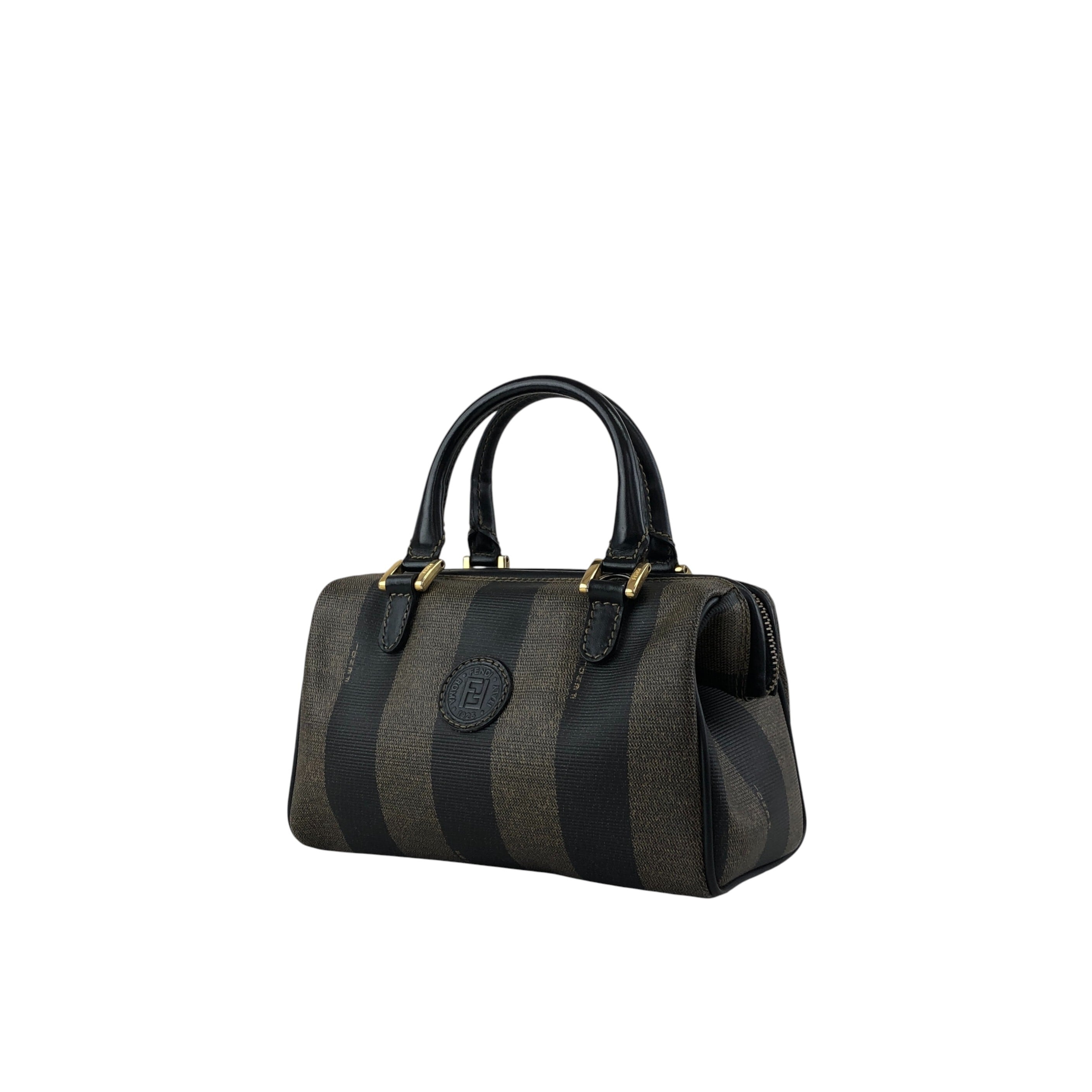 FENDI フェンディ ぺカン ショルダーバッグ ブラウン FFロゴ PVCレザー