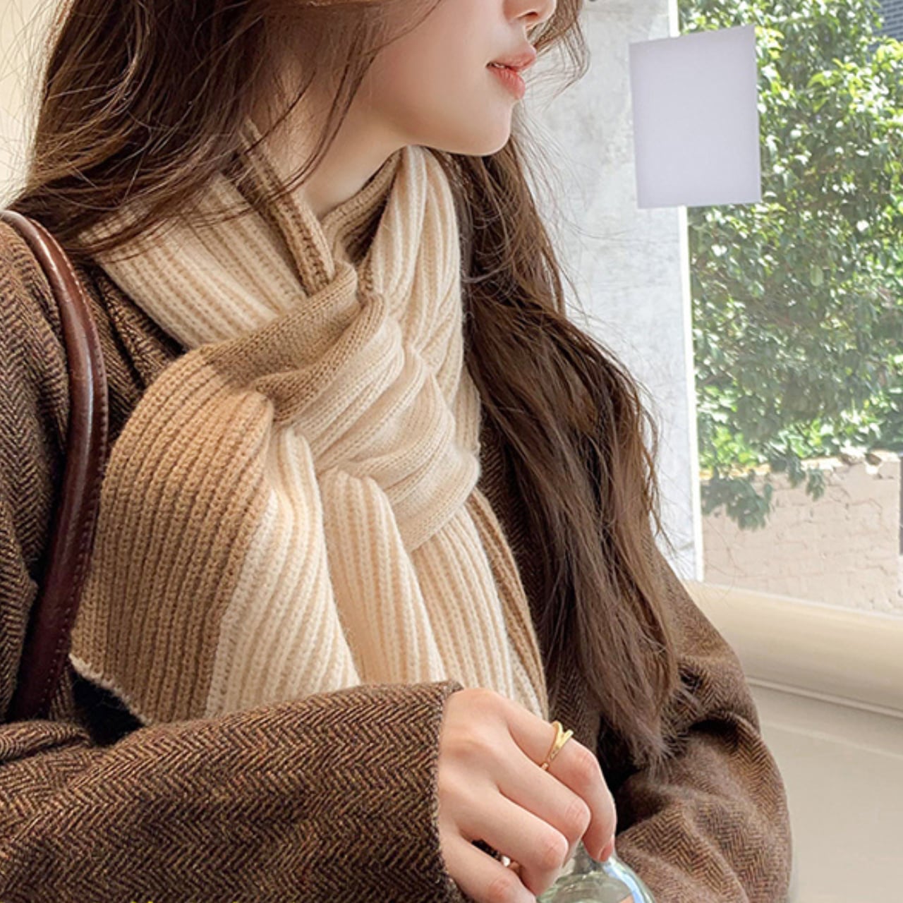 バイカラー ニットロングマフラー K1093