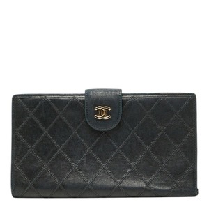 シャネル ピコローレ 二つ折り財布 がま口 ブラック ゴールド レザー レディース CHANEL 【中古】