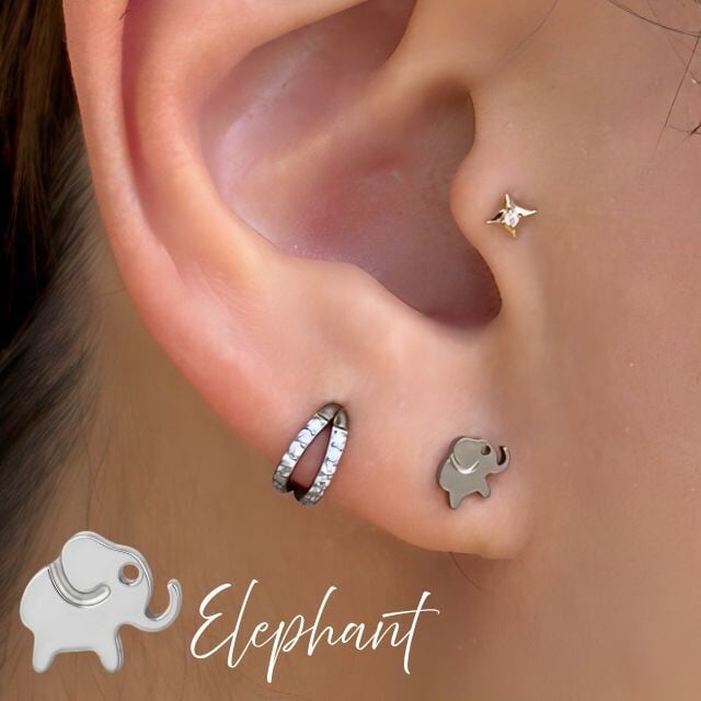 トラガスピアス 18G 16G 象 エレファント インターナル ラブレット