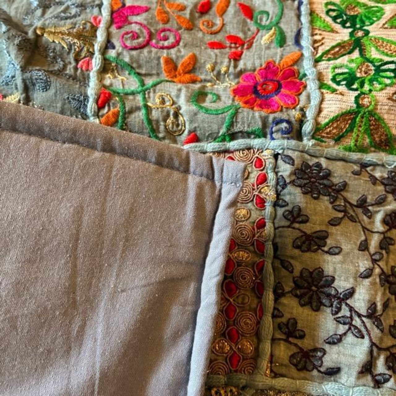 India Recycled sari patchwork mat 3color　インド　リサイクルサリーパッチワークマット　全3色　40×60cm　玄関マット　ミニマット　アソート　カラフル