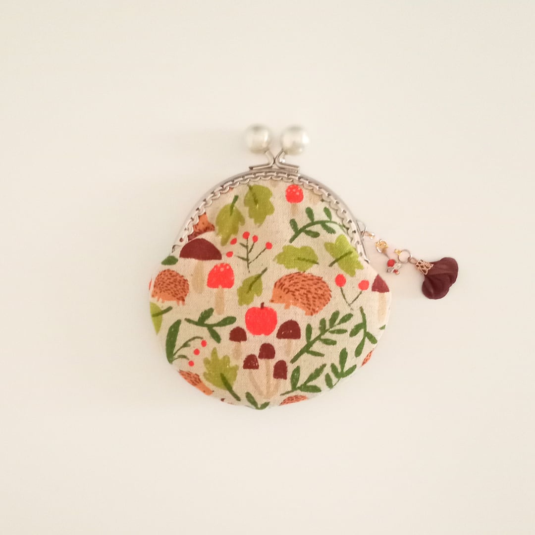 【ハンドメイド】がま口ポーチ・コインケース|はりねずみの森(口金8.5センチ)
