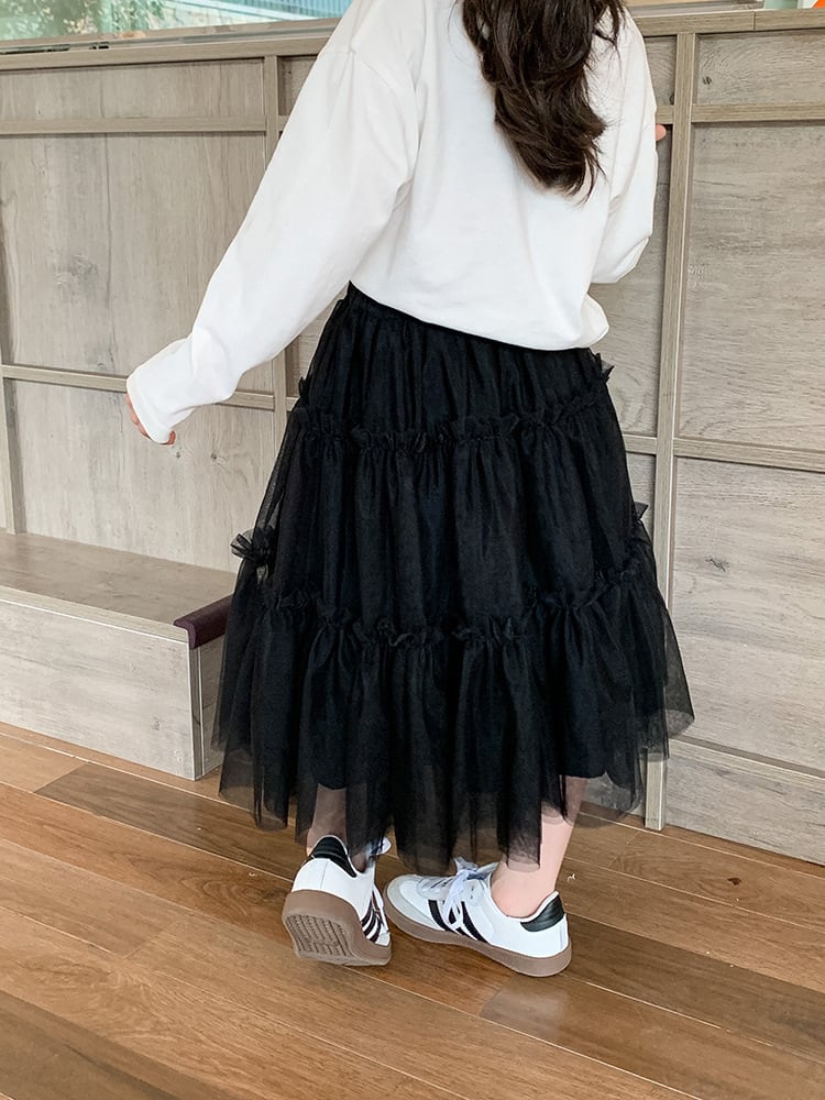 新作 ] 即納あり シフォンチュールスカート ロングスカート 韓国子供服