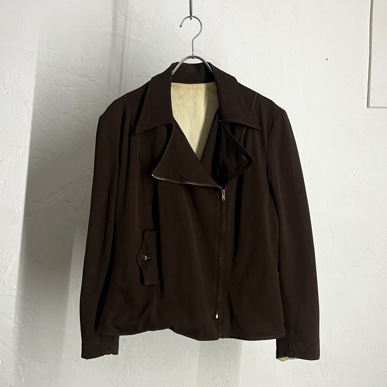 40s Unknown Wool Gabardine Double Riders Jacket "Special"