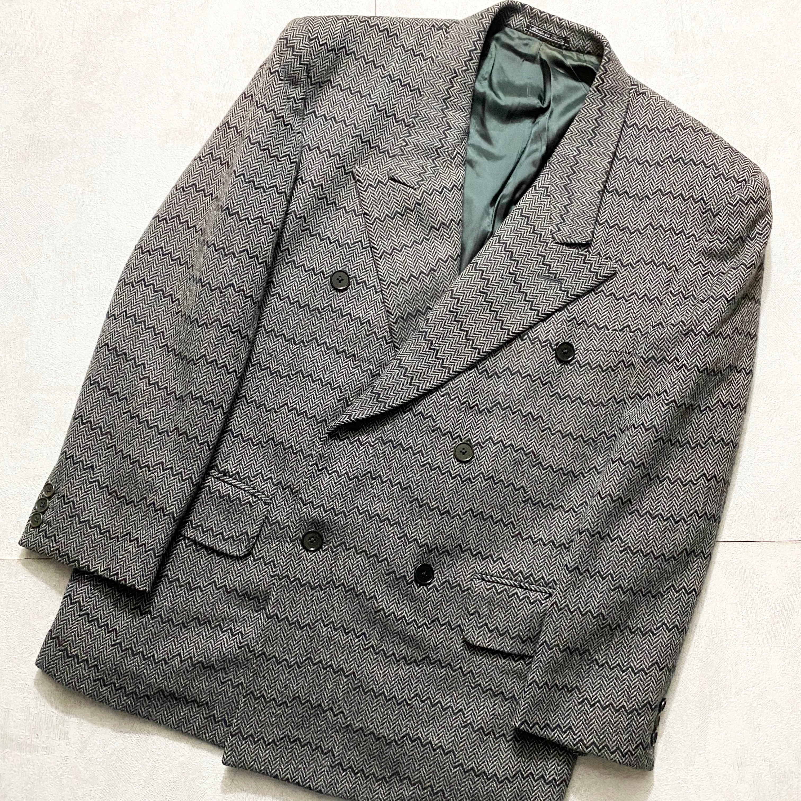 ヴィンテージGianni Versace アニマルプリント ジャケット vintage GIANNI VERSACE herringbone pattern double breasted jacket