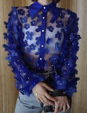 3colorシアーフラワーシャツ