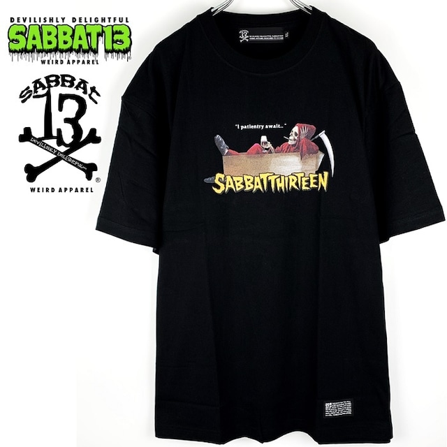 【20%OFF SALE】SABBAT13 / サバトサーティーン / サバト13「REAPER T」Ｔシャツ 半袖 黒 ブラック 死神 棺桶 スカル ドクロ メンズ レディース ロゴ ロック パンク バンド ROCK PUNK フェス ギフト ラッピング無料 ステージ衣装 Rogia