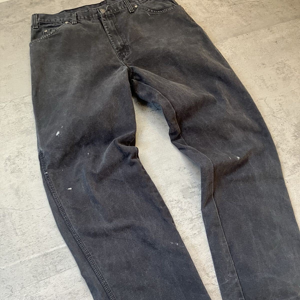 00s Dickies ダック ペインターパンツ ブラック ペンキ フェード 36×34