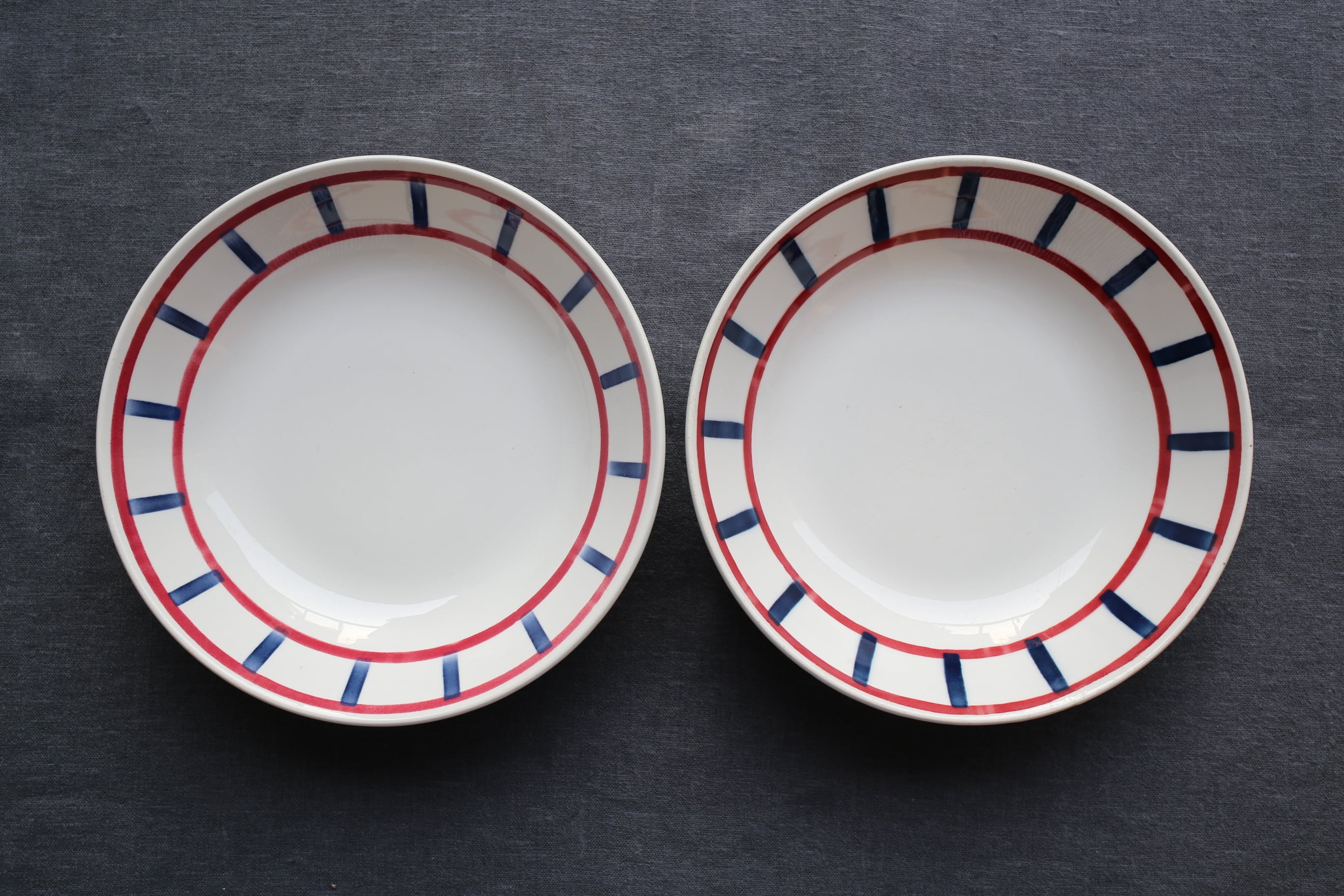 フランス アンティーク ヴィンテージ Badonviller バドンヴィレー 『バスク柄』 深皿 スープ皿 a