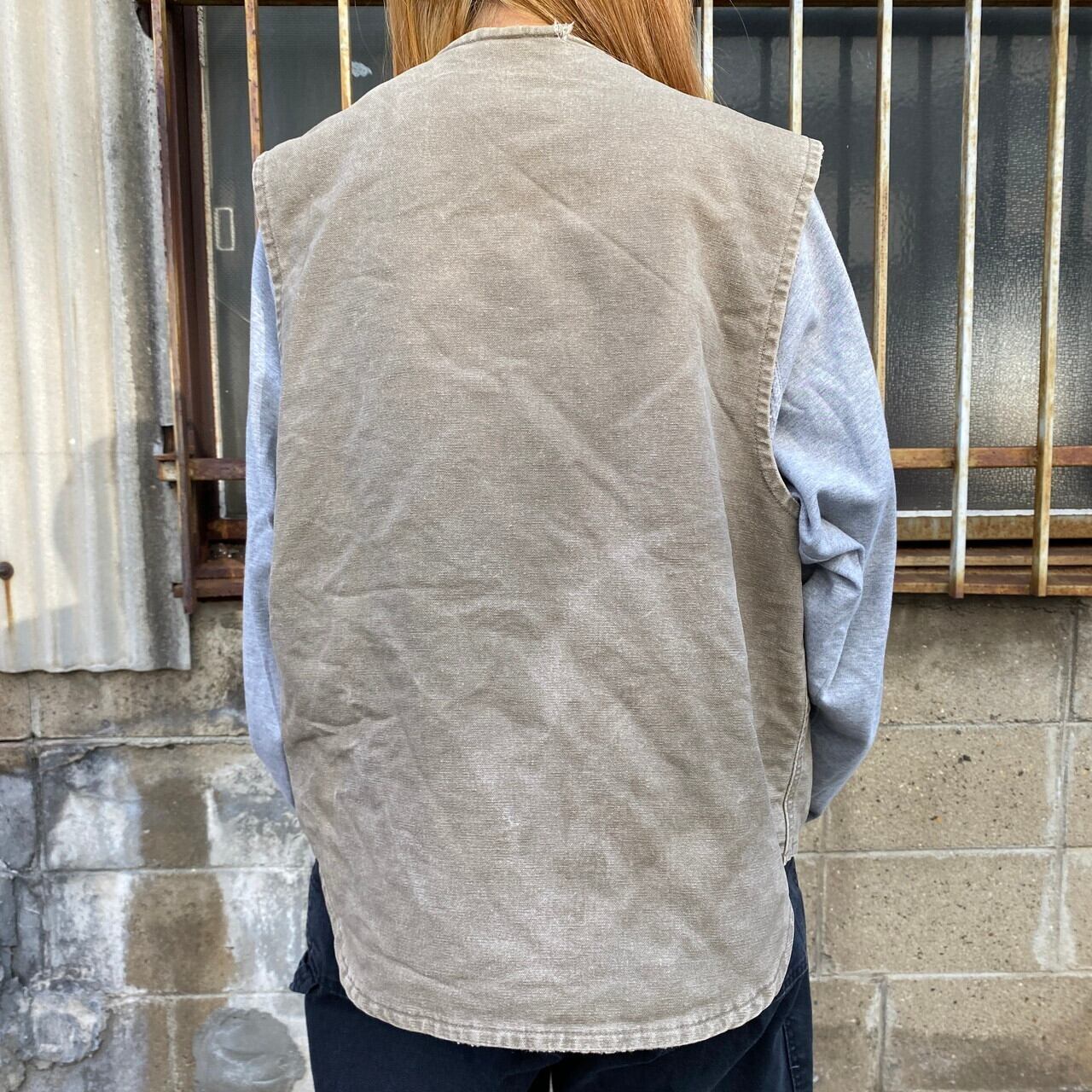 USA製 Carhartt カーハート ダック地 ワークベスト ボアライナー 裏