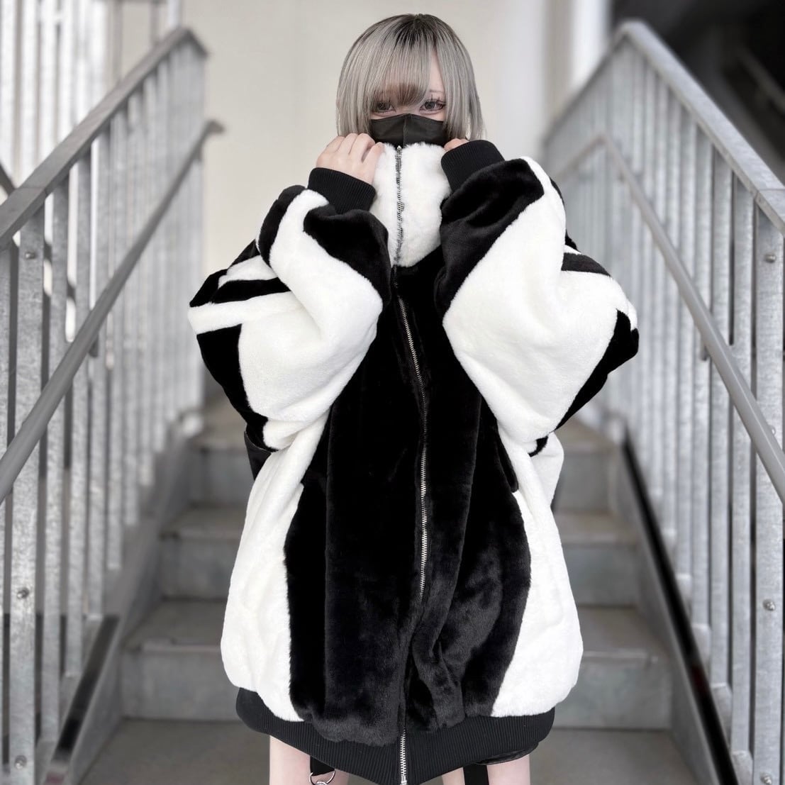 ハイネックファーパーカー 320472 アウター パーカー ファーブルゾン ユニセックス サブカル 地雷系