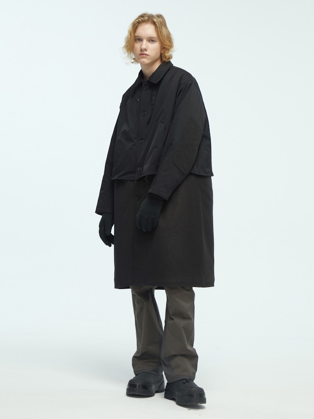 DECESOLO 23AW フェイクツーピーススタンドカラーコート