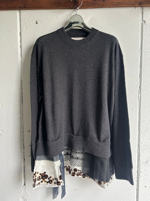 PONTI  cotton cashmere layered hem knit