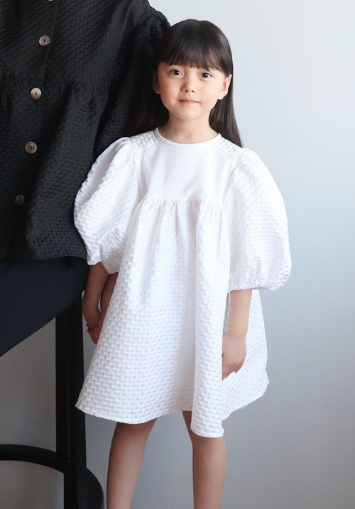 CLOVER PUFF DRESS WHITE 6Y-8Y