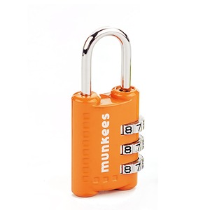 【在庫のみ】munkees ミニ パスワードロック 南京錠 旅行 ダイヤル式 ロック 暗証番号 荷物、スーツケース、バックパック用 (オレンジ)
