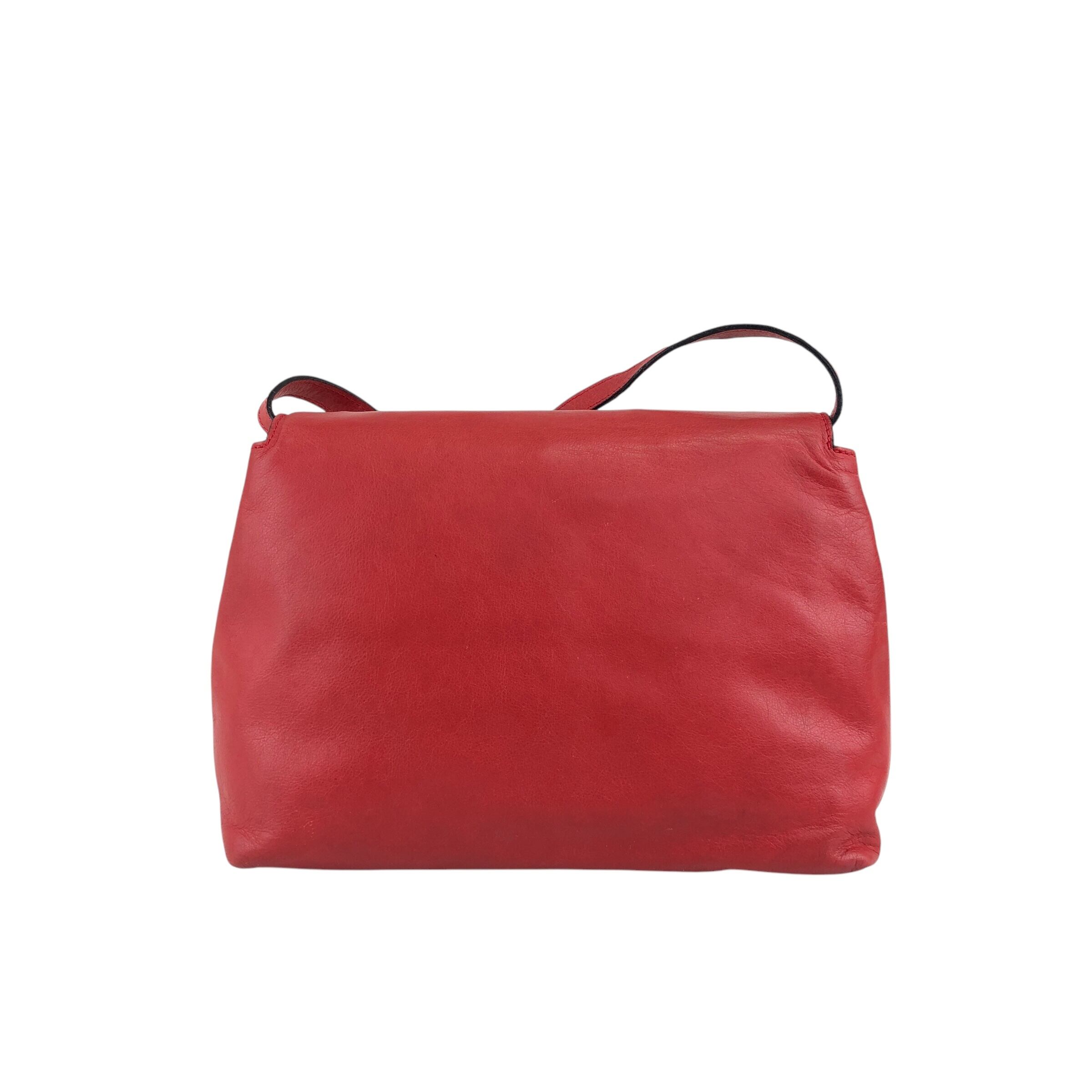 CELINE セリーヌ ショルダーバッグ レッド ブラゾン レザー vintage