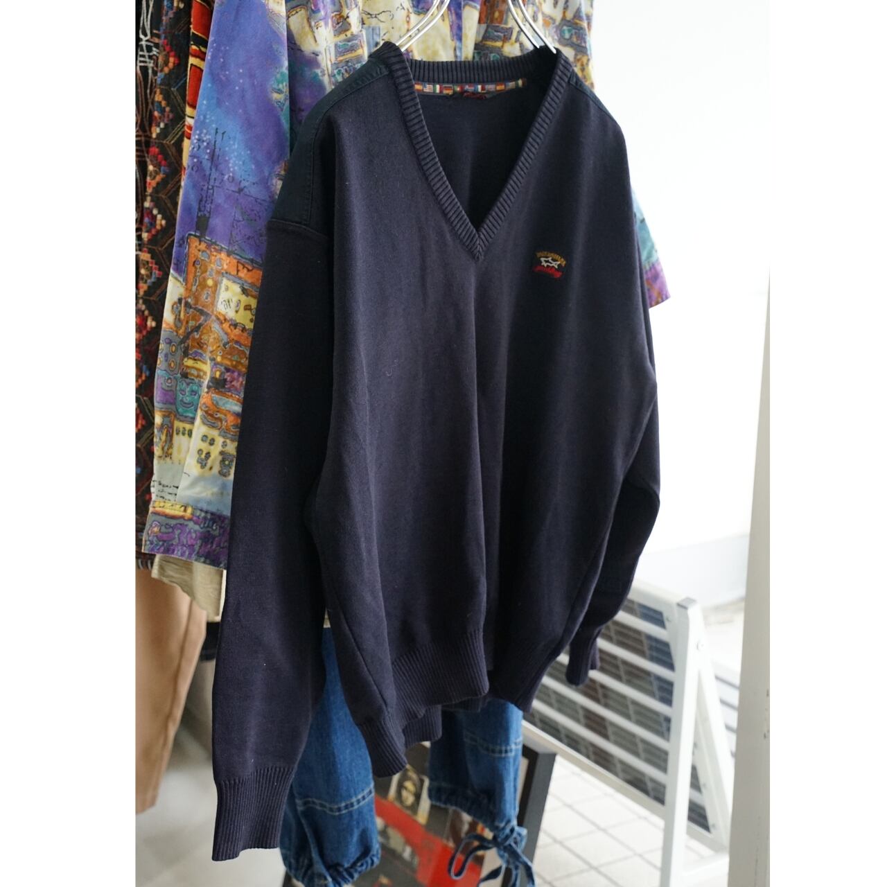 PAUL & SHARK Vネックニットセーター ネイビー(表記M・実寸M相当)|NA409