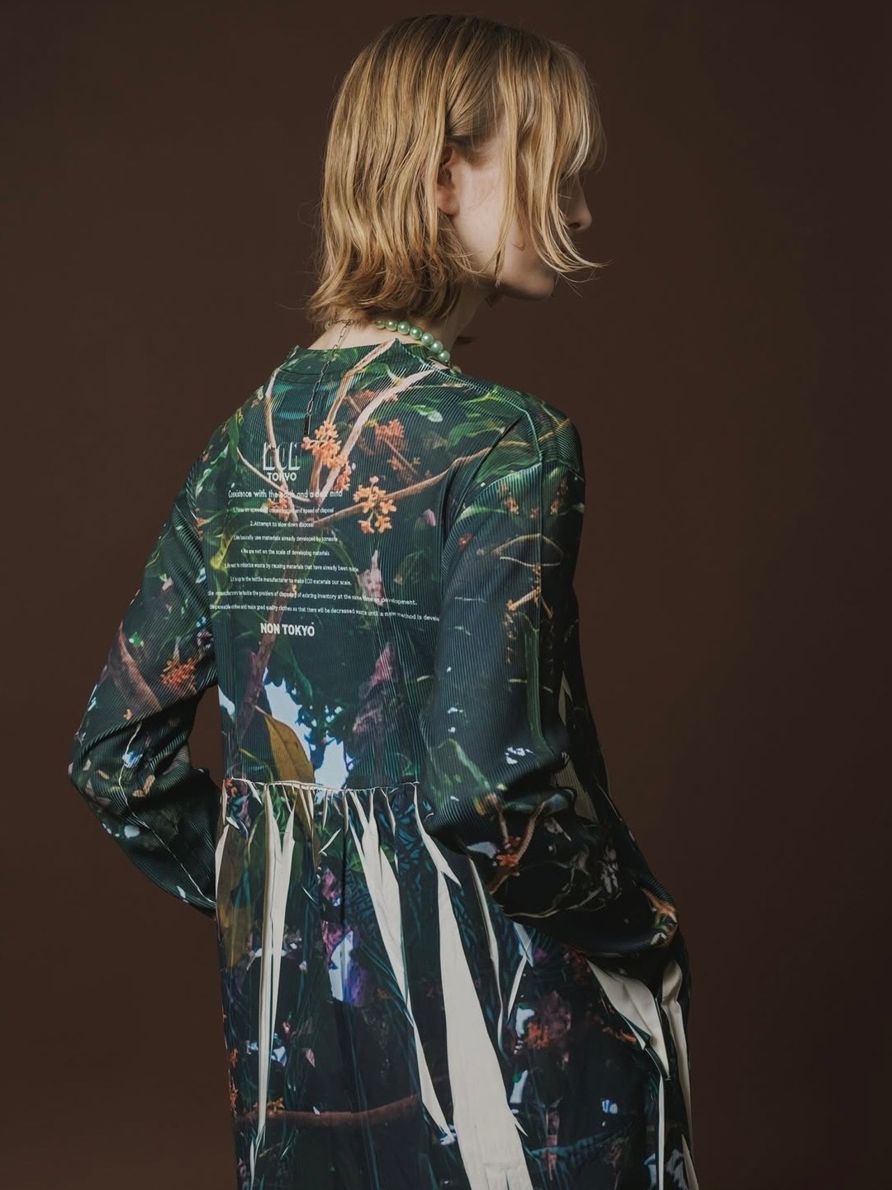 【26AW】NONTOKYO ノントーキョー / ワンピース /  DIRECT PRINT RIB GATHER O/P (TREE) - 2