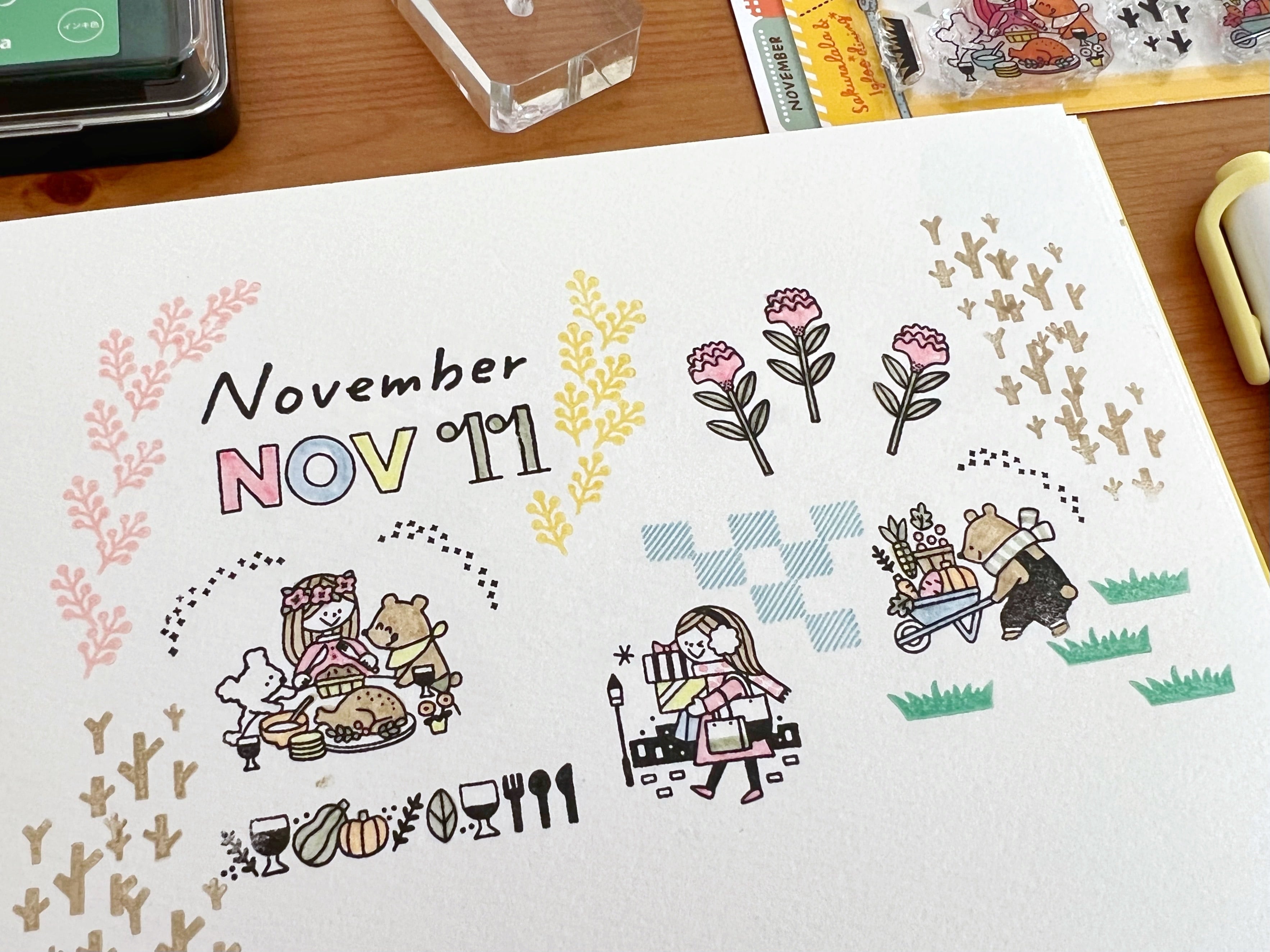 sakuralala クリアスタンプ ＜November＞ 365055 | パピアプラッツBASE店