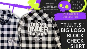 "T.U.T.S" BIG LOGO block check shirt