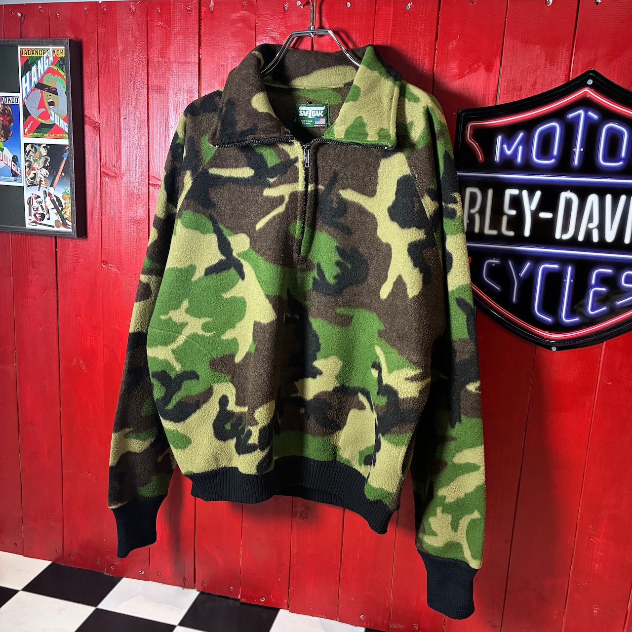 90s SAFTBAK ハーフジップフリース カモフラ