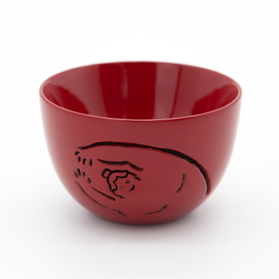 村上木彫堆朱 朱器 ぐい呑み「すもう」右向き／左向き | kendenten