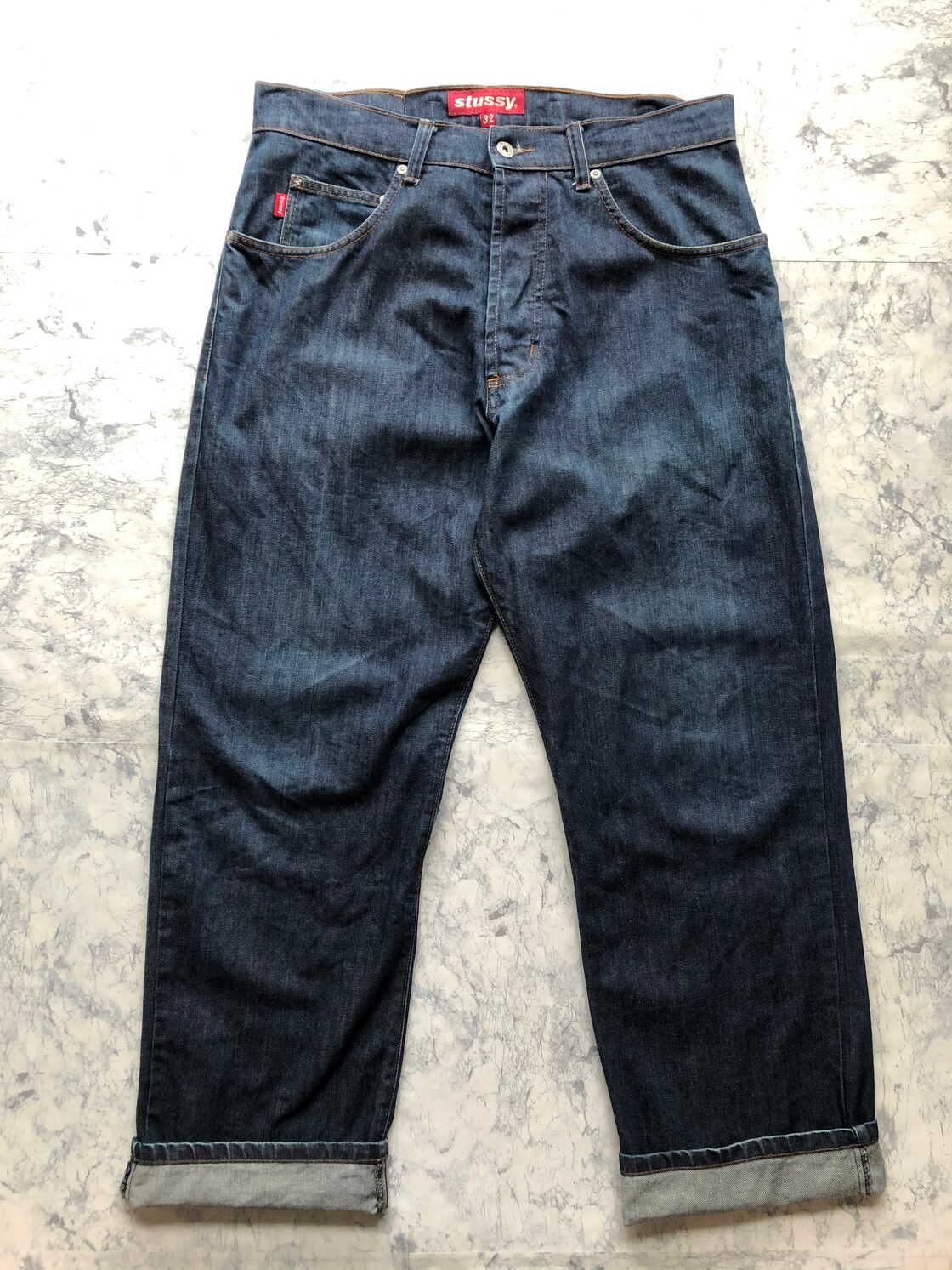 90s USA製 STUSSY 5PKT INDIGO DENIM BARBARA KRUGER TAG OLD VINTAGE 