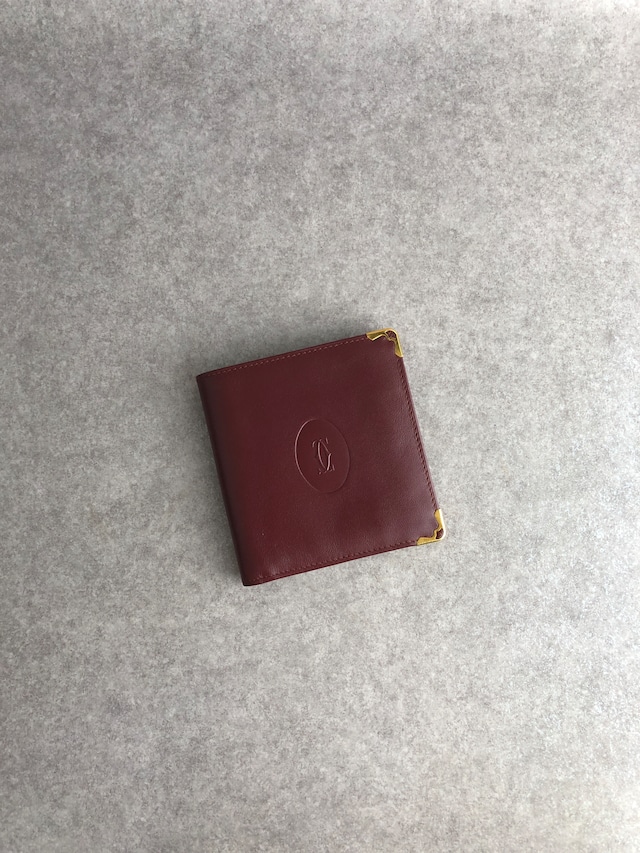 Cartier カルティエ マストライン 財布 ボルドー レザー 2つ折り vintage ヴィンテージ オールド fs2inb