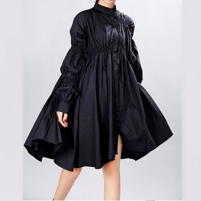 lantern sleeve pleated dress　　　1-380