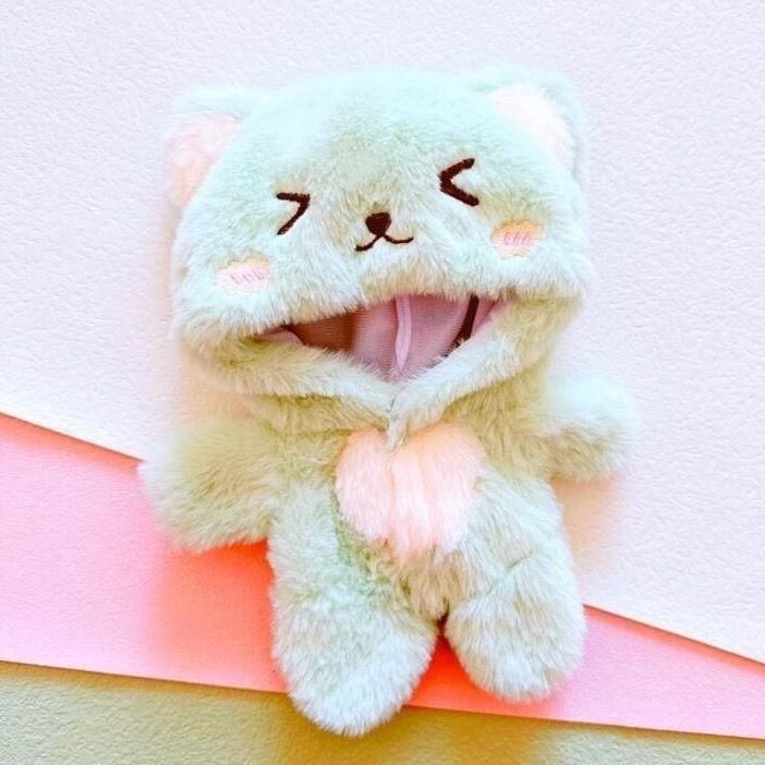 20cmぬい服】くま もこもこ 着ぐるみ パーカー ポシェット付き