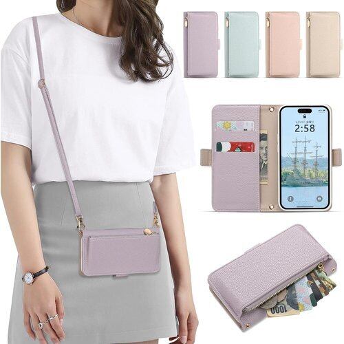 Acclink iPhone 16Pro max ケース 手帳型 背面収納 iPhone 16Promax スマホケース 肩掛け 首かけ 斜めがけ ショルダー 女性 小銭入れ お財布付き アイフォン16Pro max ケース 手帳型 大容量 カードポケット 高級PUレザー ロングストラップ 長さ調節可能 お洒落 上品 あいふぉん16Promax 携帯ケース 肩掛け 軽量 薄型 財布型 2724