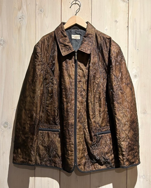 【a.k.a.C.a.k.a vintage】Brown Coloring Quilting Design Vintage Loose Jacket
