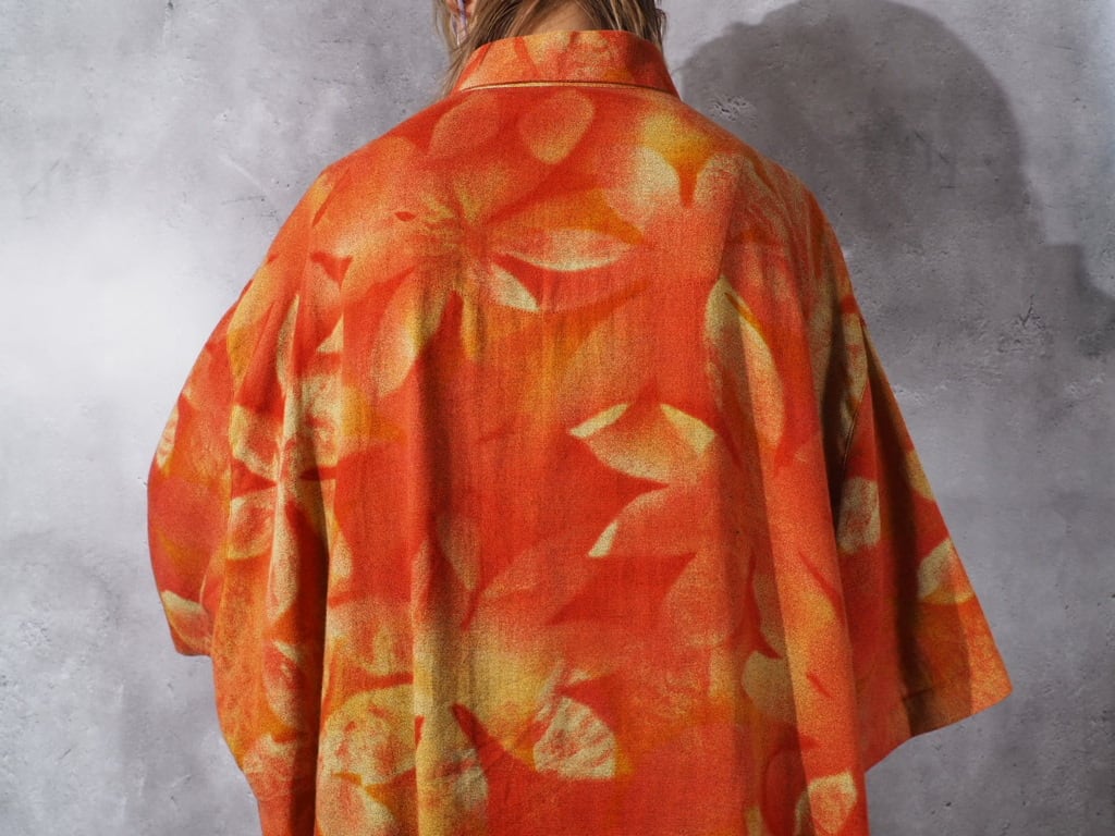 Haupt Flower printed Box silhouette drape shirt (made in Germany)