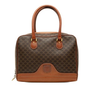 セリーヌ マカダム ハンドバッグ ブラウン PVC レザー レディース CELINE 【中古】