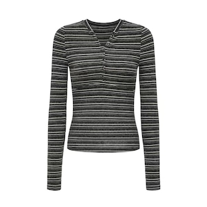 [oinimi] vintage stripes V-neck top