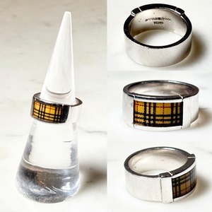 BURBERRY silver Nova Check ring