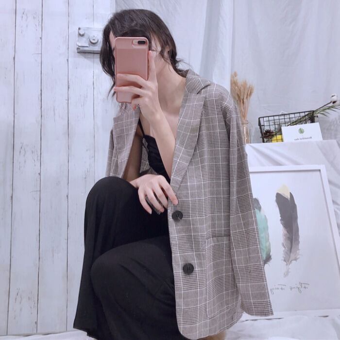 レディーススーツ2020新しいネット赤い格子縞の小さなスーツジャケット春女性のルーズトップの服 1号婦人77464194398