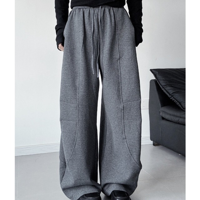 ドローストリング ワイドレッグ フルレングス パンツ ◆2col R30384