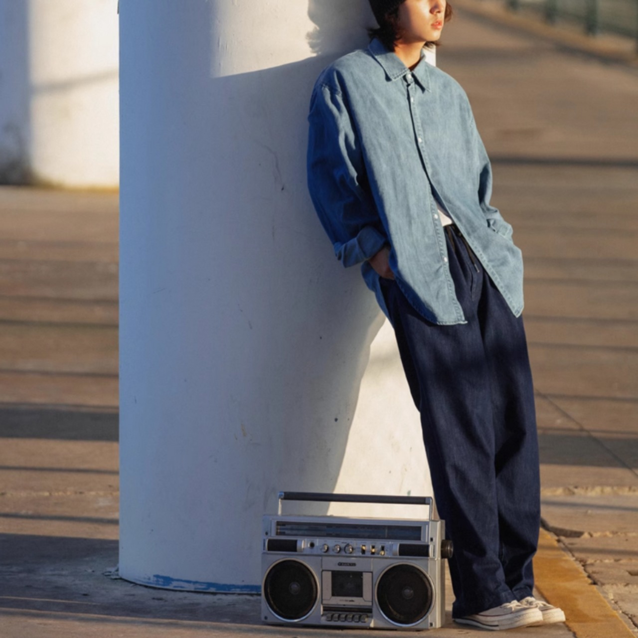 薄手ウエストドローストリングデニム　0706