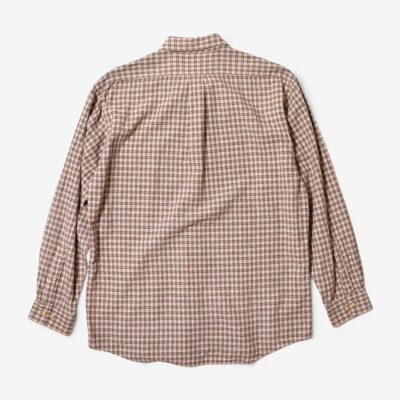 90s CHAPS Ralph Lauren リネンコットン チェック ボタンダウンシャツ