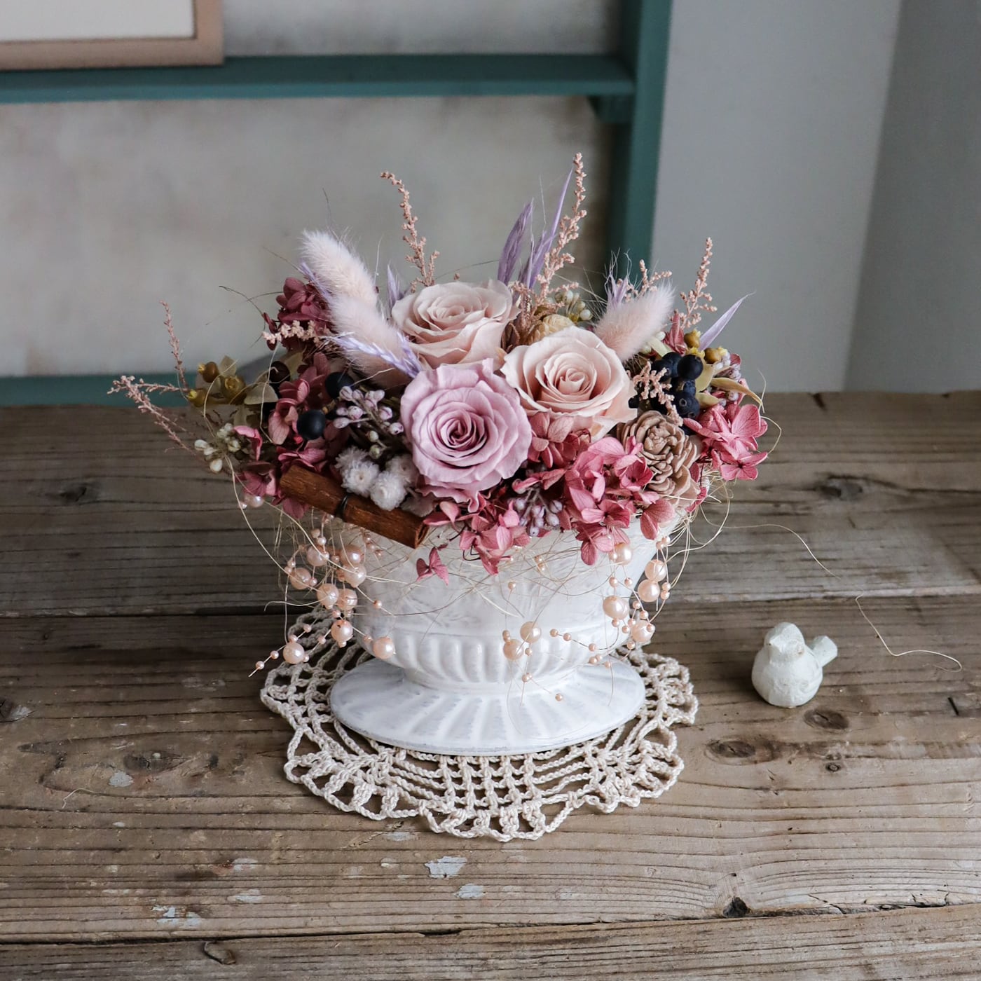 プリザーブドフラワー　アーティフィシャルフラワー　花材セット　くすみピンク系 45b4d3e8f53efe06e8e2bf59c4be9e