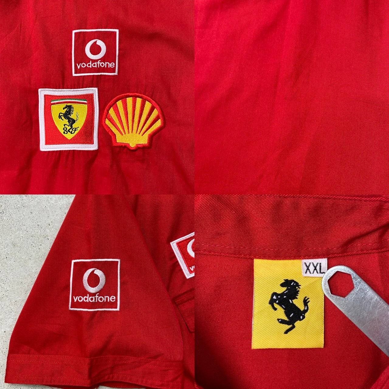 Ferrari フェラーリ 半袖 レーシング ピットシャツ 企業ロゴワッペン 