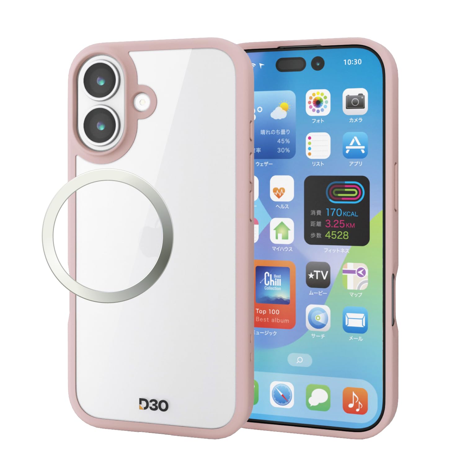 エレコム iPhone 17 ケース カバー クリア D3O素材 耐衝撃 衝撃吸収 ハイブリッド TPU ストラップホール付き 硬度5H エアークッション カメラ保護 メタルステッカー付属 ピンク PM-A25AD3OFCPN