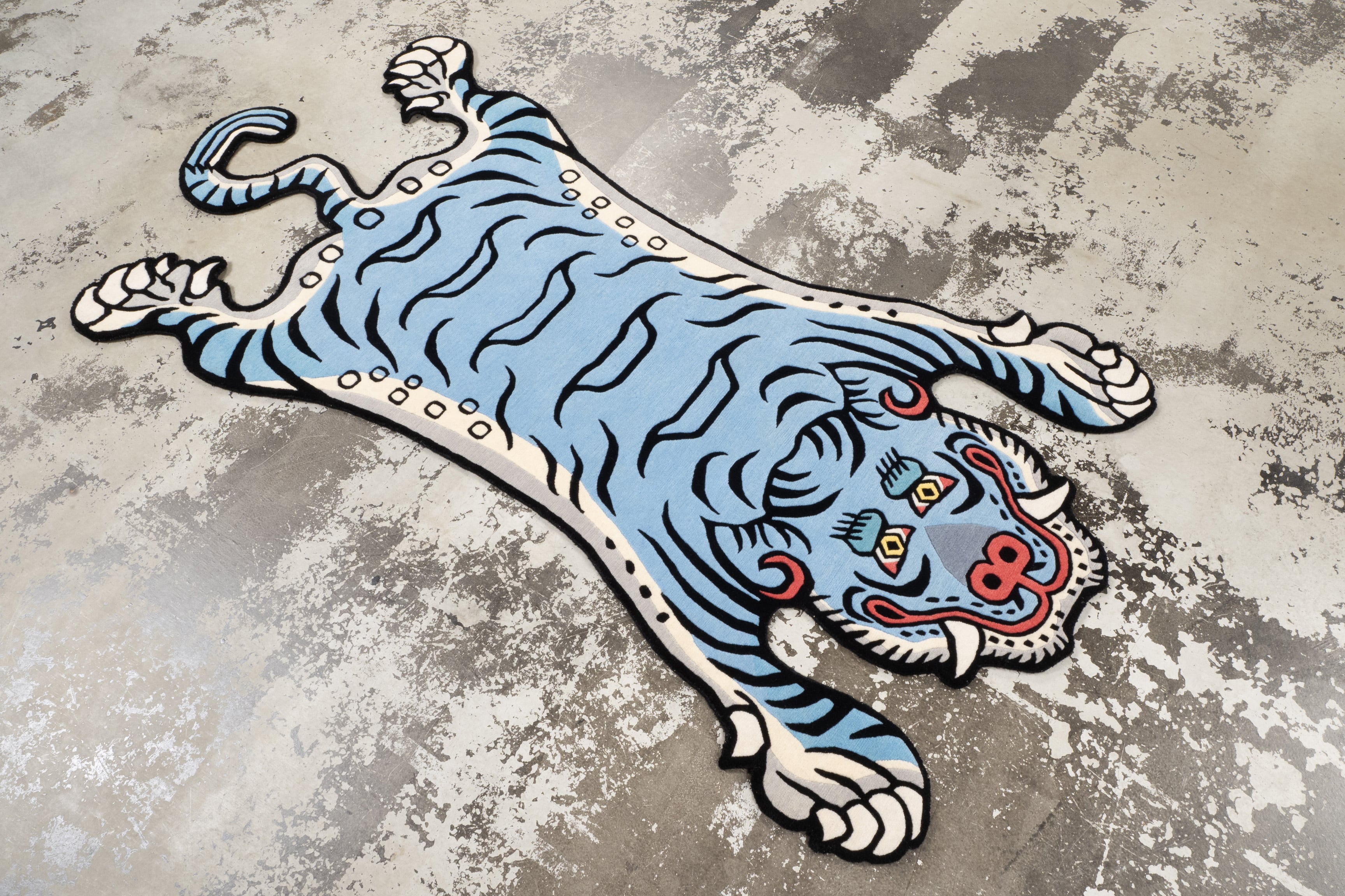 Tibetan Tiger Rug 《Lサイズ•ウール・オリジナル1•ブルー129