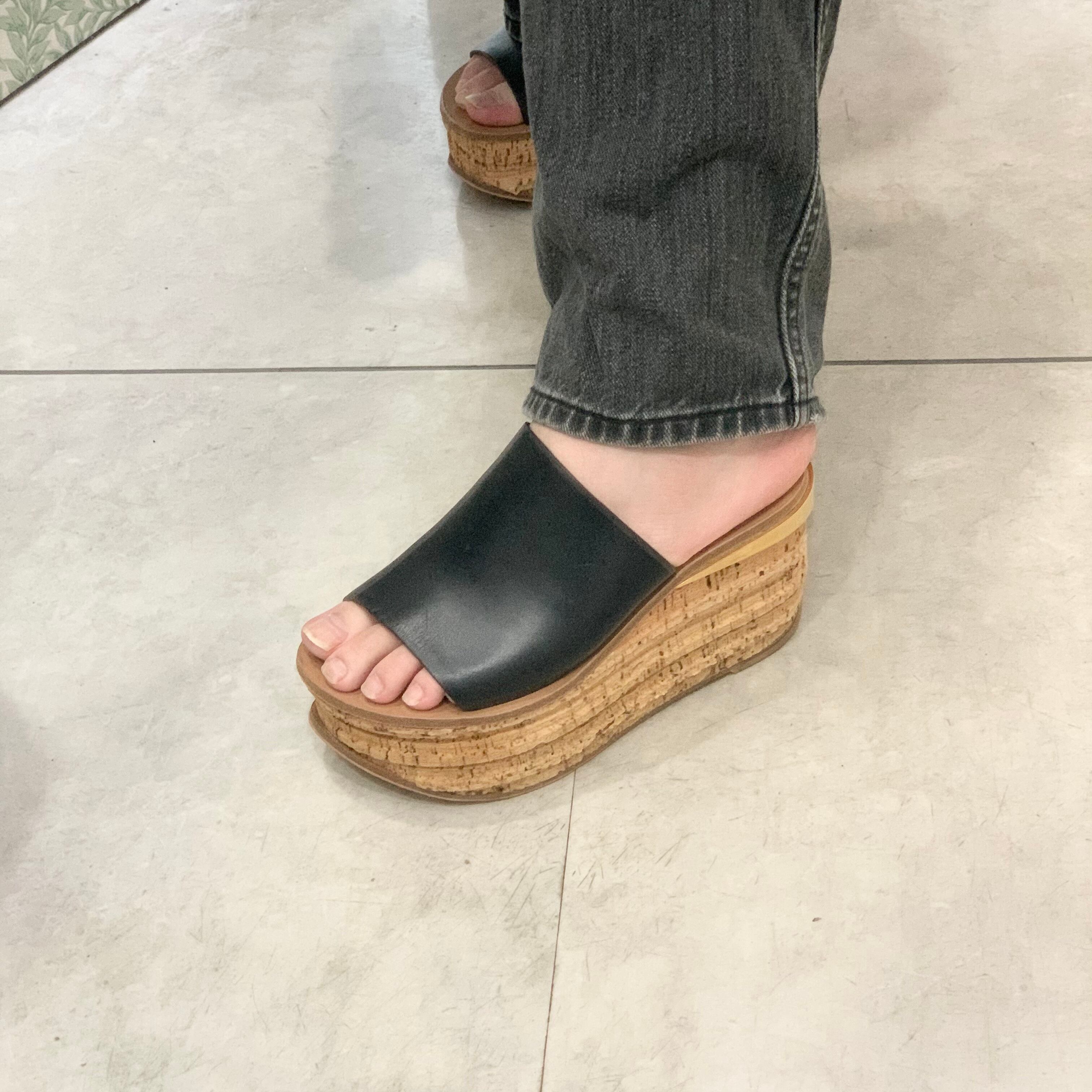 Chloe'/wedgesolesandal/black/wood/クロエ/ウェッジソール/サンダル