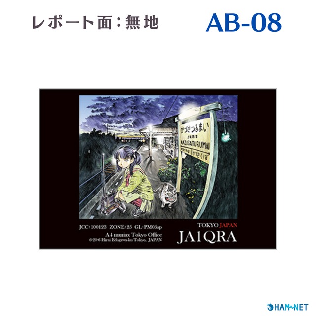 QSLカード　デザイナーズカード　AB08　レポート面無地　100枚～