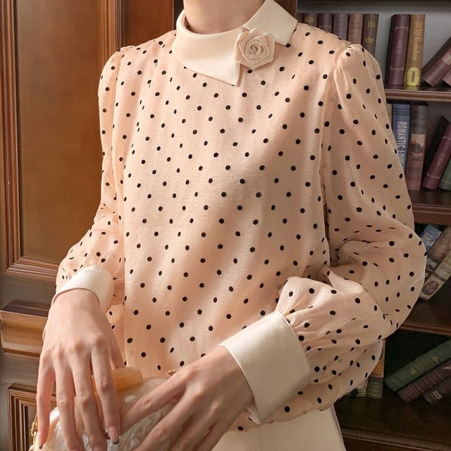 シャンパンドット デザインカラー ブラウス 24245