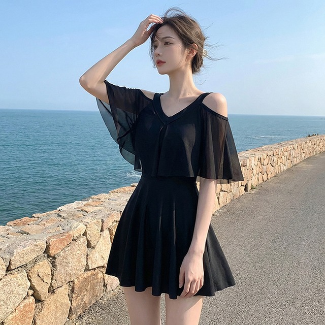 【水着】 ワンピース水着 シンプル 可愛い 韓国 レディース 体型カバー 着痩せ 水着 可愛い かわいい おしゃれ 水着 20代 30代 40代 50代 オールインワン 水着 ぽっちゃり 水着 ママ 着痩せ 海 ビーチ プール リゾート ブラック 黒 S M L XL