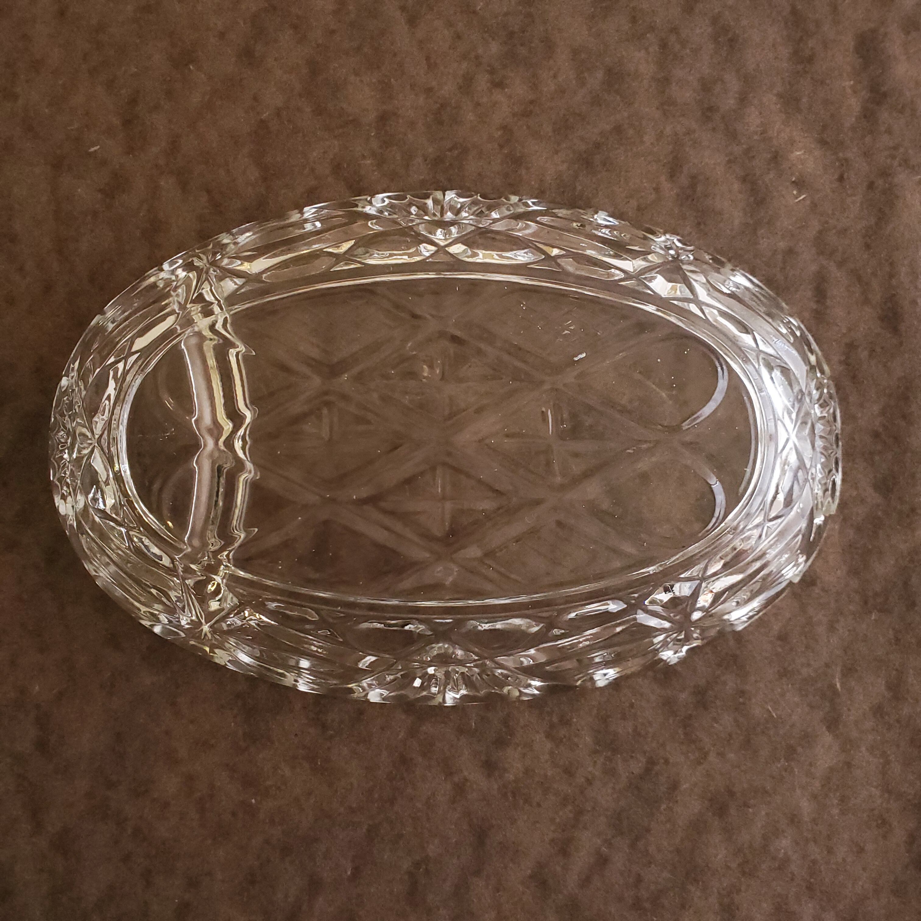 昭和初期 プレスガラス 楕円刺身皿 ４枚組